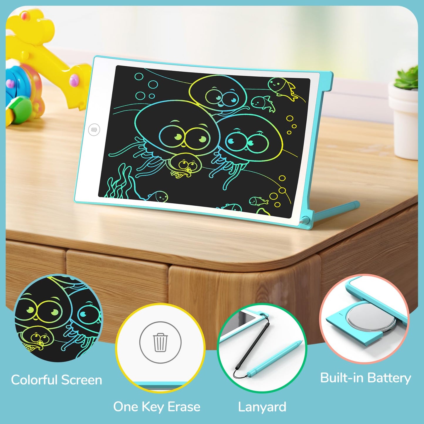Tecjoe 3 Pack Lcd Writing Tablet, 8.5 Inch Colorful Doodle Board Drawing Tablet For Kids, Kids Travel Games Activity Learning Toys Birthday Gifts For 3 4 5 6 Year Old Boys Girls Toddlers Preschooler