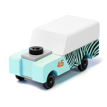 Candycar Wooden Diecast Collection - Mini Zebra Drifter, Premium Handcrafted Beech Wood Toy Car