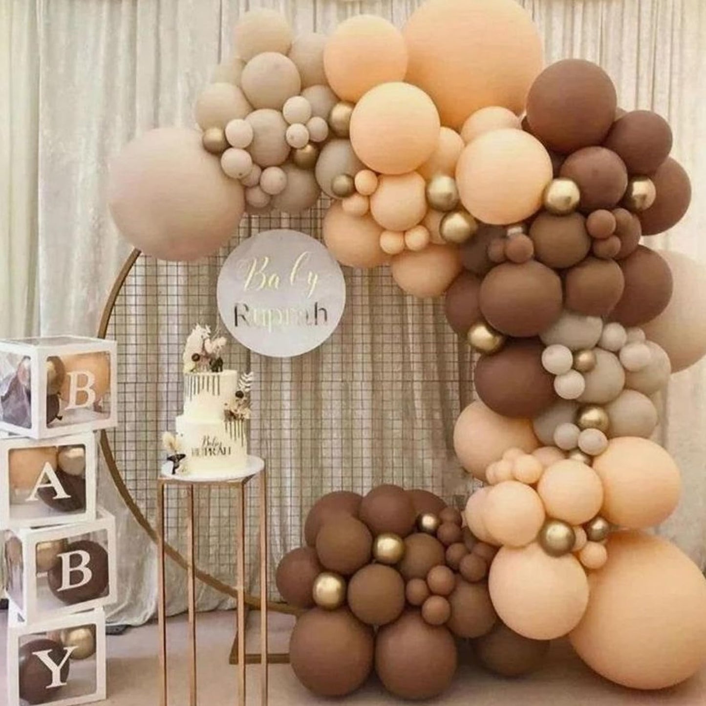 Brown And Gold Balloons, 12 Inch Retro Brown Cream Balloon, Metallic Sand Gold Brown Beige Balloons, Apricot Neutral Gold Balloo