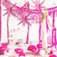 Toniful 4 Pcs 22Inch 4D Pink Explosion Star Foil Balloons 14Point Light Pink Star Mylar Balloons For Party Backdrop Christmas Ne