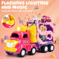 Lovinkiki Toddler Car Toys for 1, 2, 3+ Year Old Girls, 7-in-1 Carrier Truck for Age 1 2 3 with Light & Music 3-Layer Transport