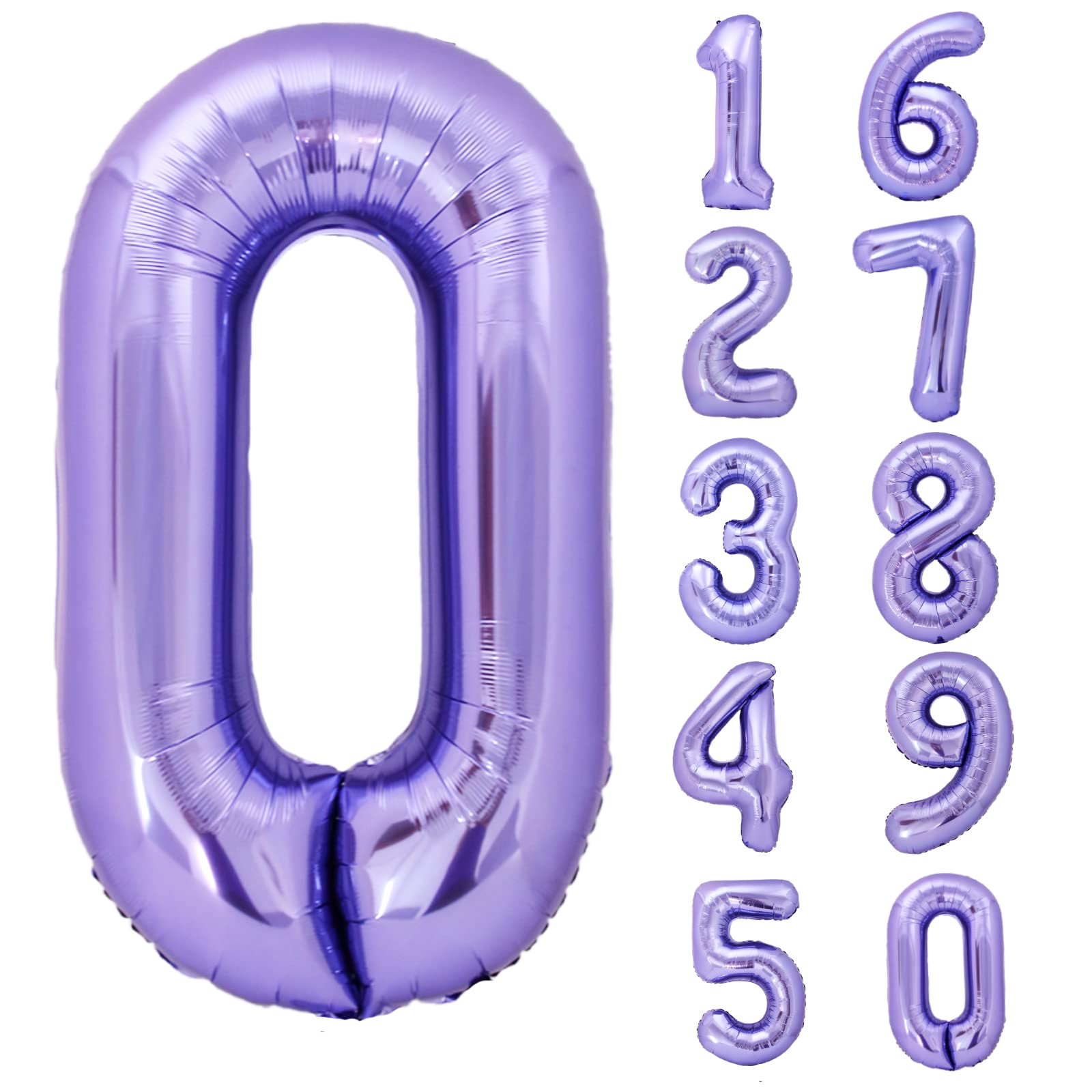 40 Inch Giant Purple Number 0 Balloon, Helium Mylar Foil Number Balloons For Birthday Party, Birthday Decorations For Kids, Anni