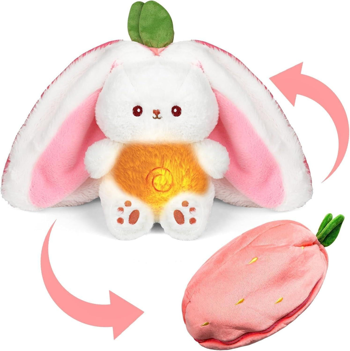 AVS Sleeping Breathing Reversible Bunny with Music and Light Soft Toy for Girls Huggable Heart Beat Plush Toys for Kids & Babies