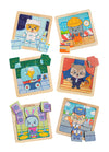 Bimi Boo 6-Sets Of Wooden Career Puzzles For Toddlers 1-3 - Montessori 9-Pieces Jigsaw Puzzle Sets For Preschoolers - Stem Devel