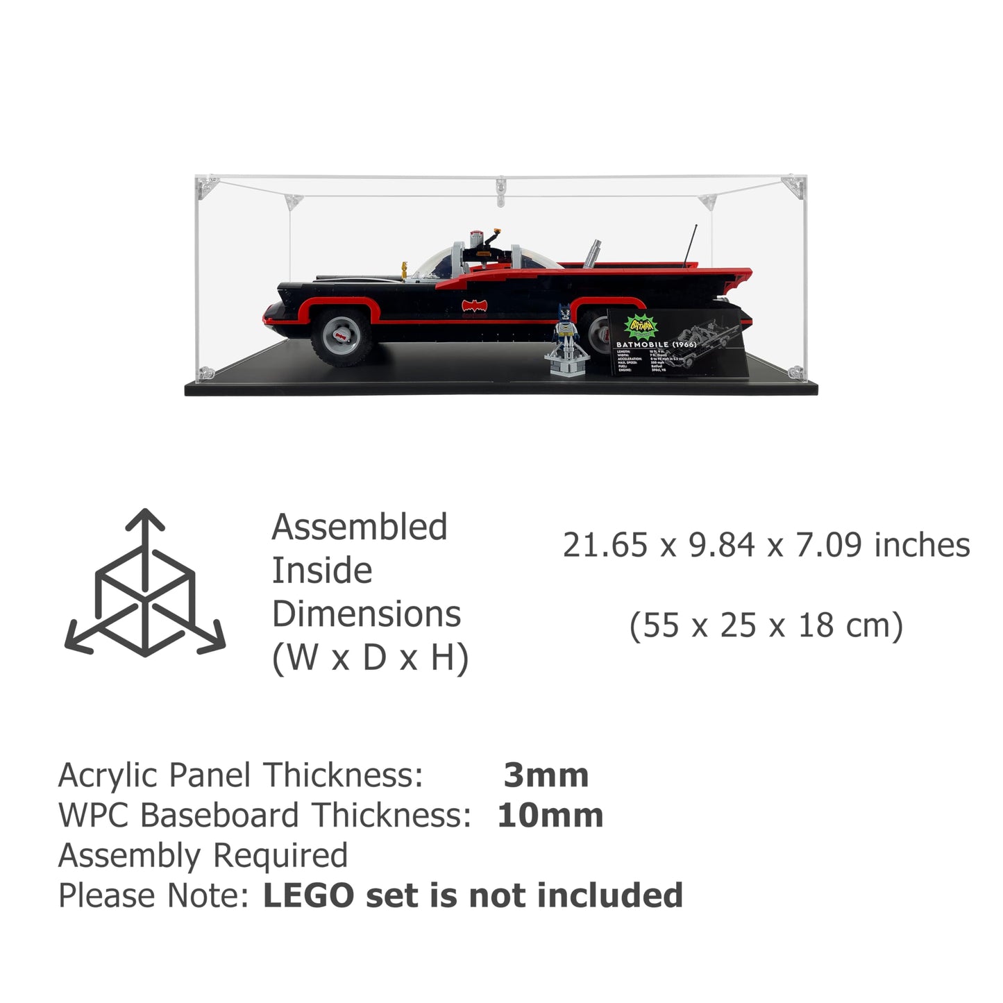 SONGLECTION Acrylic Display Case Compatible for Lego Batman: The Classic TV Series Batmobile #76328, Dustproof Display Case (Cas