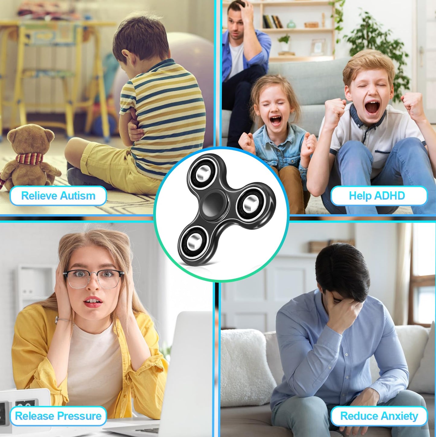 Gigilli Fidget Spinner 1 Pack, Sensory Fidget Spinners Anxiety Relief For Adults, Stress Relief Fidget Toys For Kids 8-12 With A