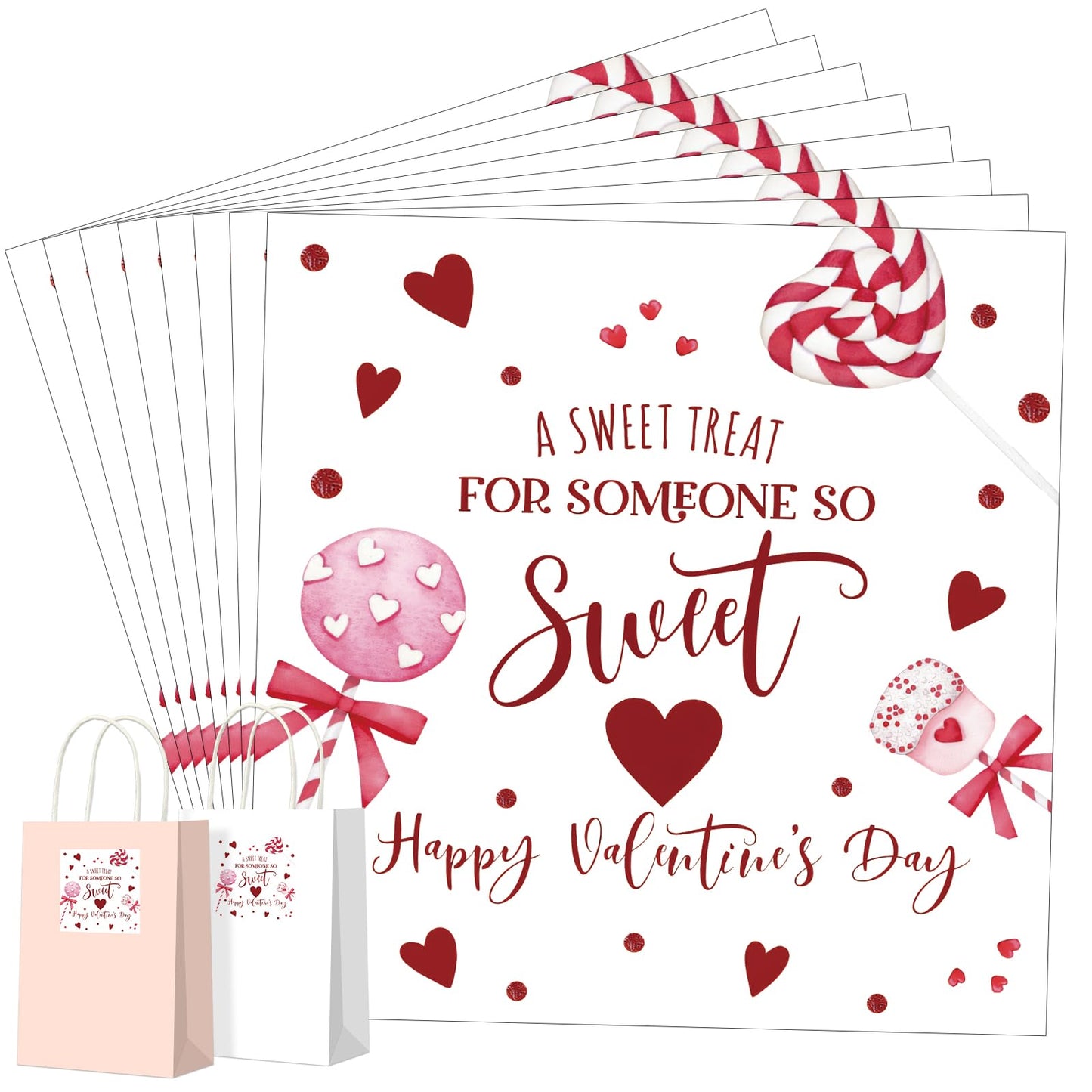 Trandraft 100 Pcs Valentines Day Stickers Labels 4 x 4 Inch Love Paper Present Stickers Sheet Valentine s Day Decorations for G