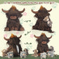 Xyhqyb Highland Cow Stuffed Animal, 5 In 1 Realistic Highland Cattle Plush Toy Scottish Highland Cow With 4 Cuddly Little Cattle