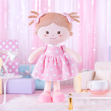 Onetoo Plush Rag Doll Sleeping Cuddle Buddy Doll Soft Baby Doll For Girls First Baby Doll Wear Pink Skirt Dress 14'(Milly Series)