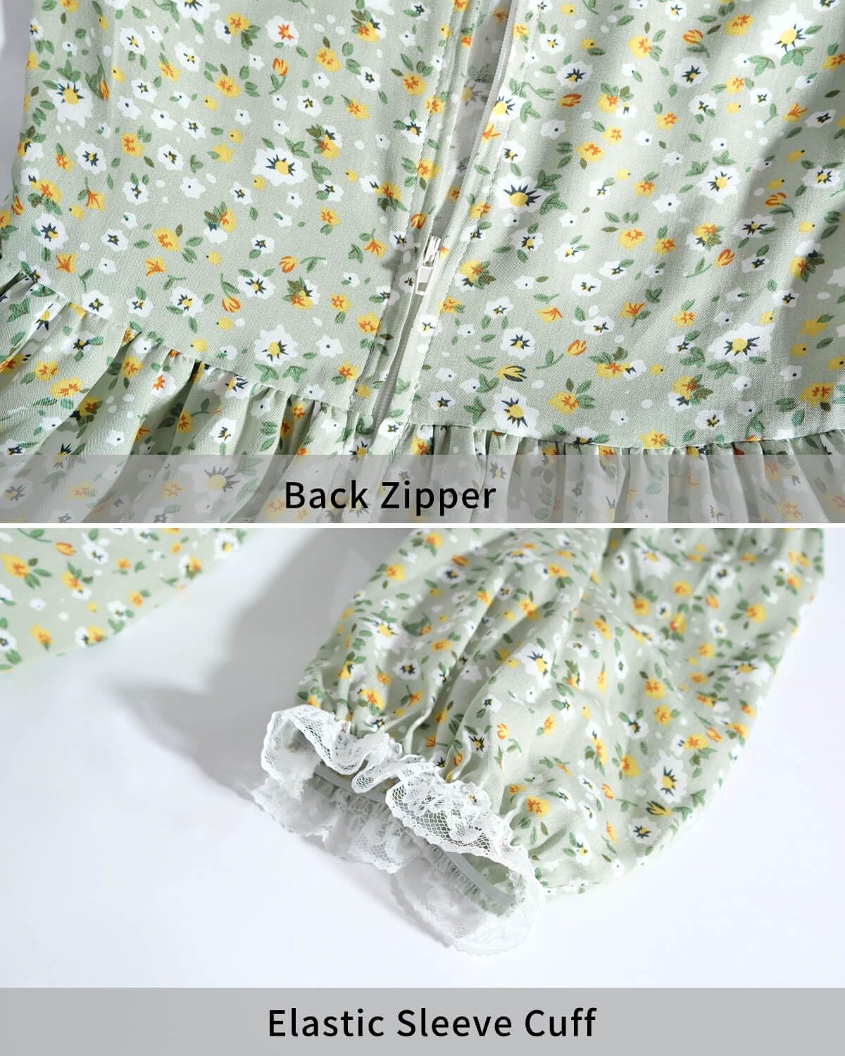 Nuoqi Pioneer Girl Costume, Green Colonial Girl Costume Prairie Dresses with White Apron 8-9