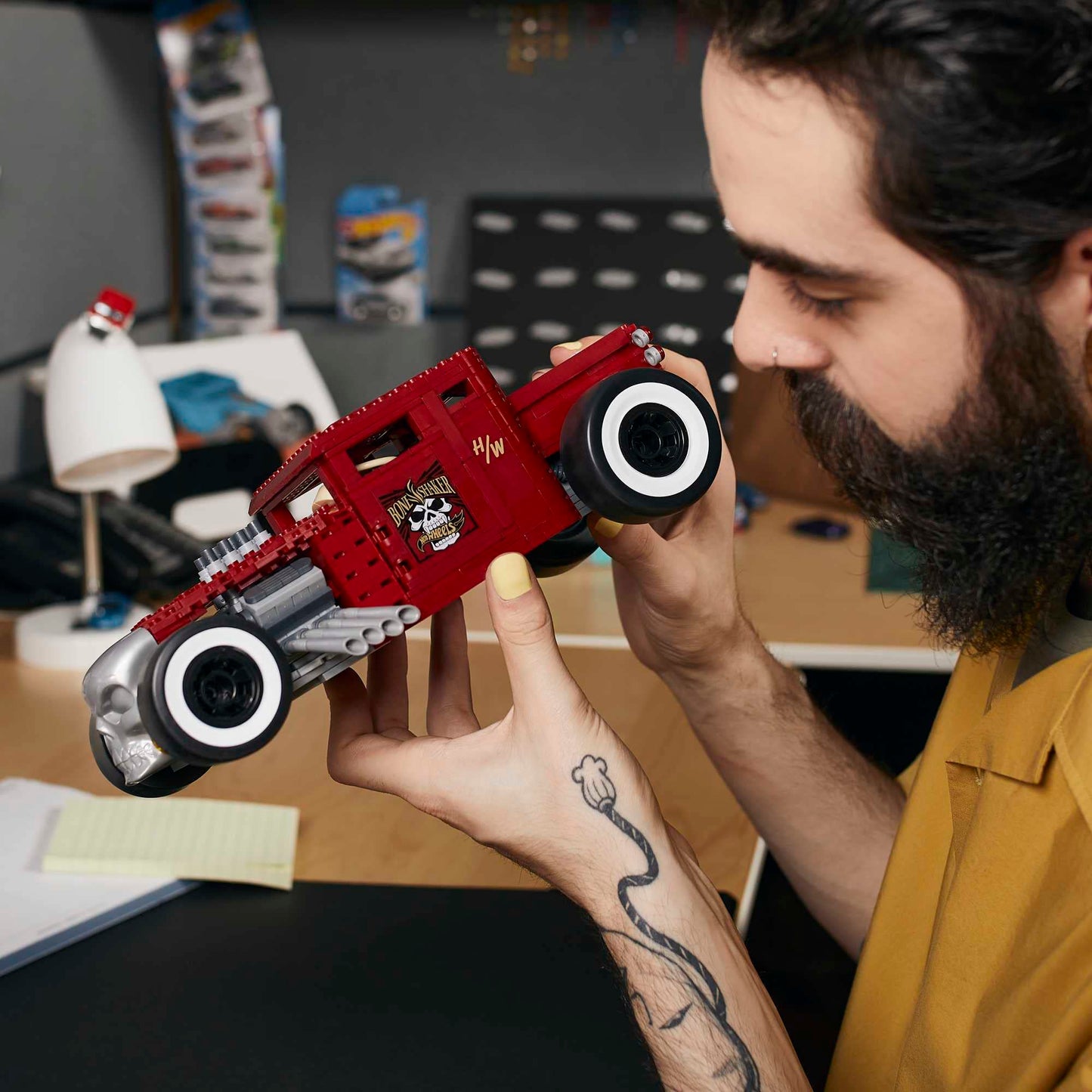 MEGA Hot Wheels Bone Shaker Building Set  Rolling Wheels and Authentic Features  Collector Gift Set for mature-themed Builders  Toy Gift Set for Boys and Girls