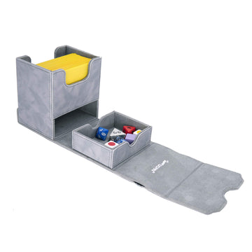 Zoopin Leather Deck Box With Built-In Spinning Life Counter Light Gray For Mtg,Yugioh,Pokeman,Tes Legacy,Munchkins Ccg Decks And
