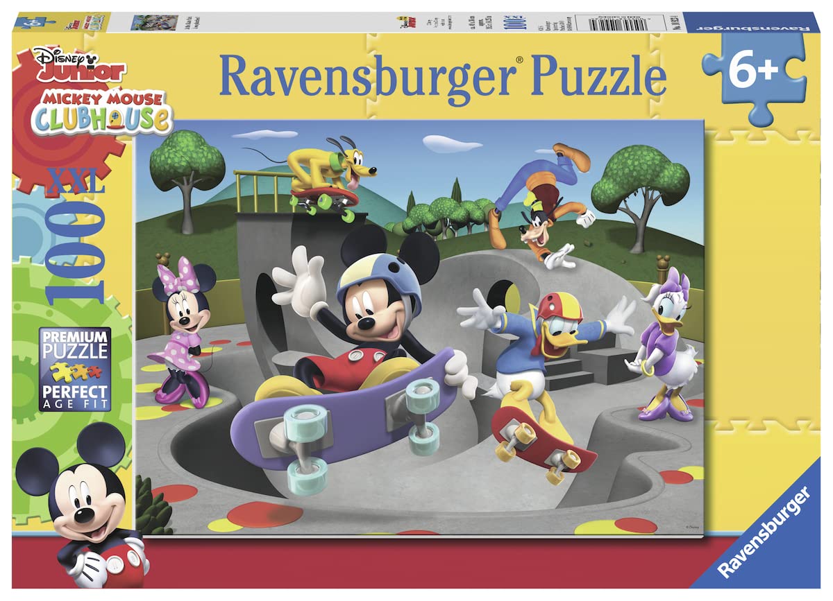 Ravensburger Mickey & Minnie: Skate Park Adventure | 100 Piece Jigsaw Puzzle for Kids | Unique, Well-Fitting Pieces | Fun & Educ