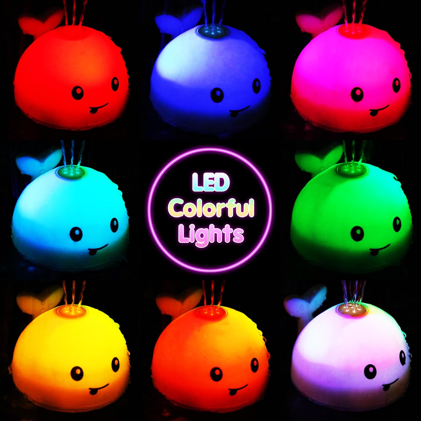 Gigilli Light Up Whale Bath Toys For Babies 6-12 12-18 Months Or Kids Ages 1-3, Blue Spray Water Baby Toys For Boys Valentines Day 1St Birthday Gifts, Toddler Pool Bathtub Toys 1-3 2-4 Infant 2 3 4 5