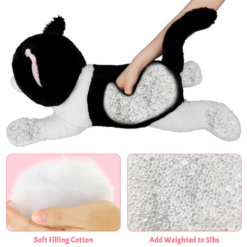 Wepop 5Lb Weighted Stuffed Animals, 24In Big Cat Plush, Cute Soft Plushie Pillows For Adults Boys Girls