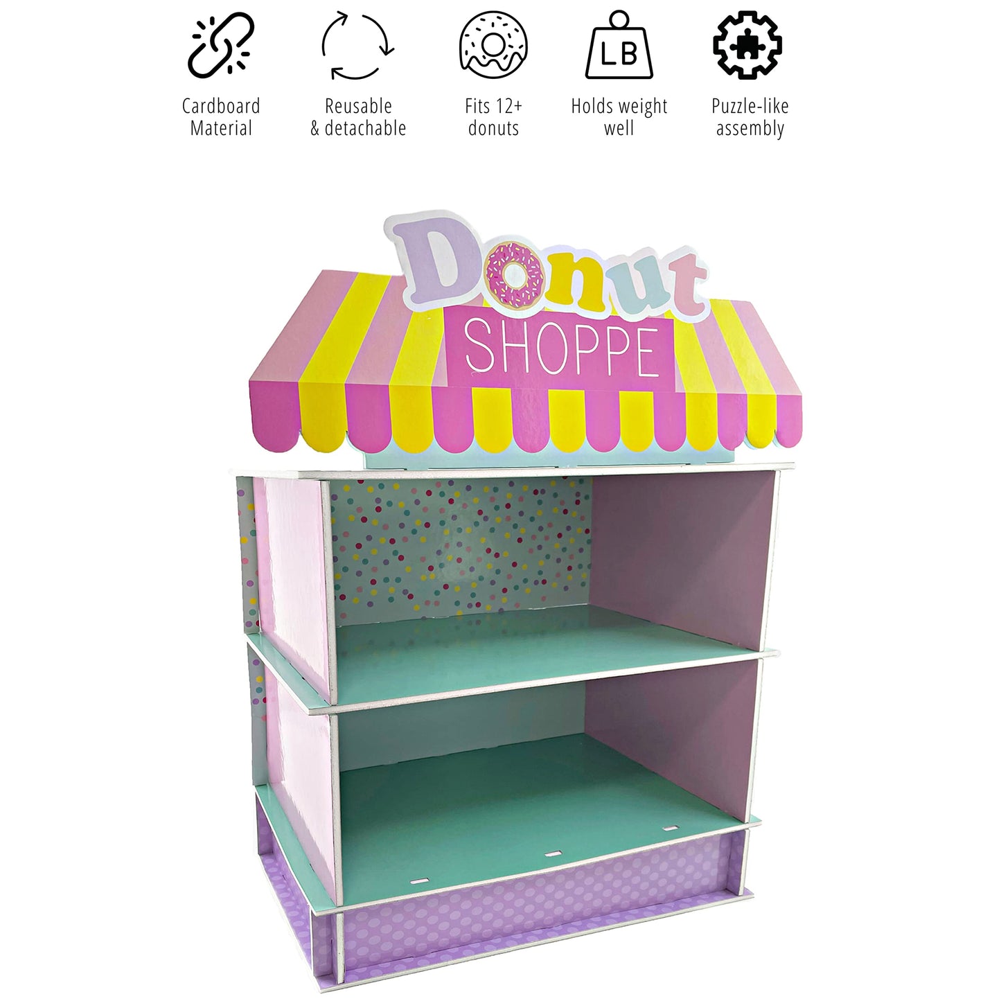 4Es Novelty Donut Stand for Donut Birthday Party Supplies & Decorations, Cupcake Stand Dessert Table Centerpiece