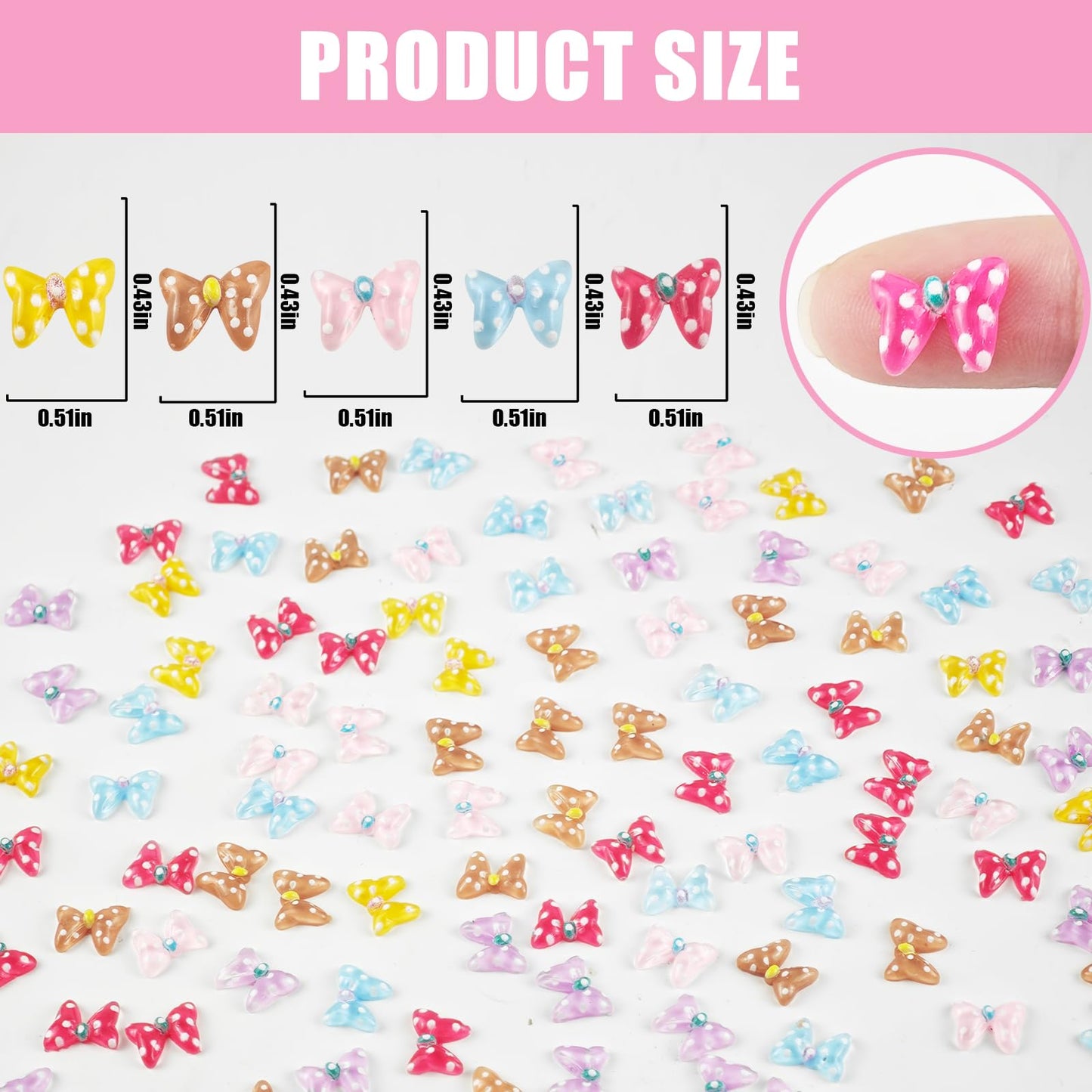 WOZADU 100 PCS Mini Resin Bow Figures for Crafts Tiny Resin Miniature Things for Dollhouse Fairy Garden Micro Landscaping Decoration Cake Toppers Decor
