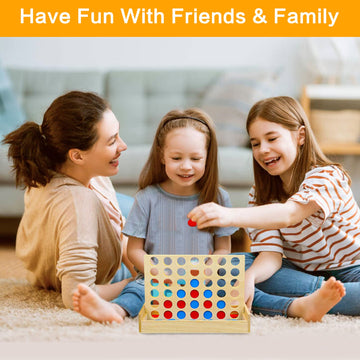 Joypro Wooden 4 In A Row Game, Kids Board Games For Kids 5 6 8 10 12 Year Olds, Travel Games For Kids And Adults, 2 Player Classic Family Board Games For Christmas Birthday Gift Coffee Table Decor