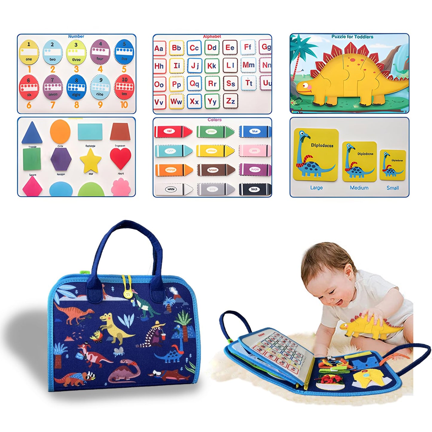 Busy Board for Toddler 1 2 3 4 Year Montessori Busy Book Sensory Learning Toys for Boys Girls Preschool Toys Birthday Idea Gift