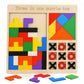 Toyshine 3 In 1 Wooden Tangram Shape Puzzle With Tic Tac Toe & Block Matching Game Wooden Puzzle Board For Kids Educational Mont