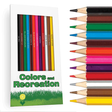 Pun Labs Colors & Recreation-Themed Colored Pencil Set for Fans of Parks & Rec | Set of 12 Parody Pencils with Clever Show Refer