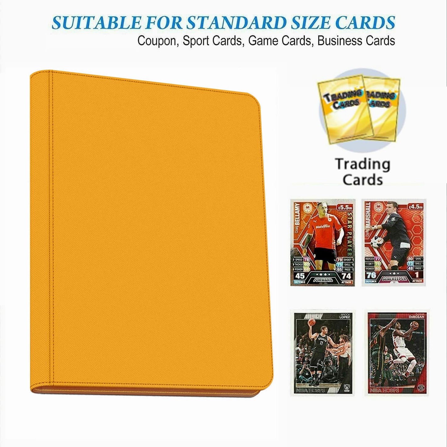 16 Pocket Card Binder  1000+ enhanced Zip Trading Card Binder  Double Sided Pocket Card Binder Album  Ringless Card Folder for MTG  TCG  Sports Card (Yellow  16Pockets)