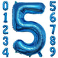 Paticool 40 Inch Blue Number Balloon 5, Large Number Foil Balloons Mylar For Girl Boy Birthday Party Celebration Decorations Sup