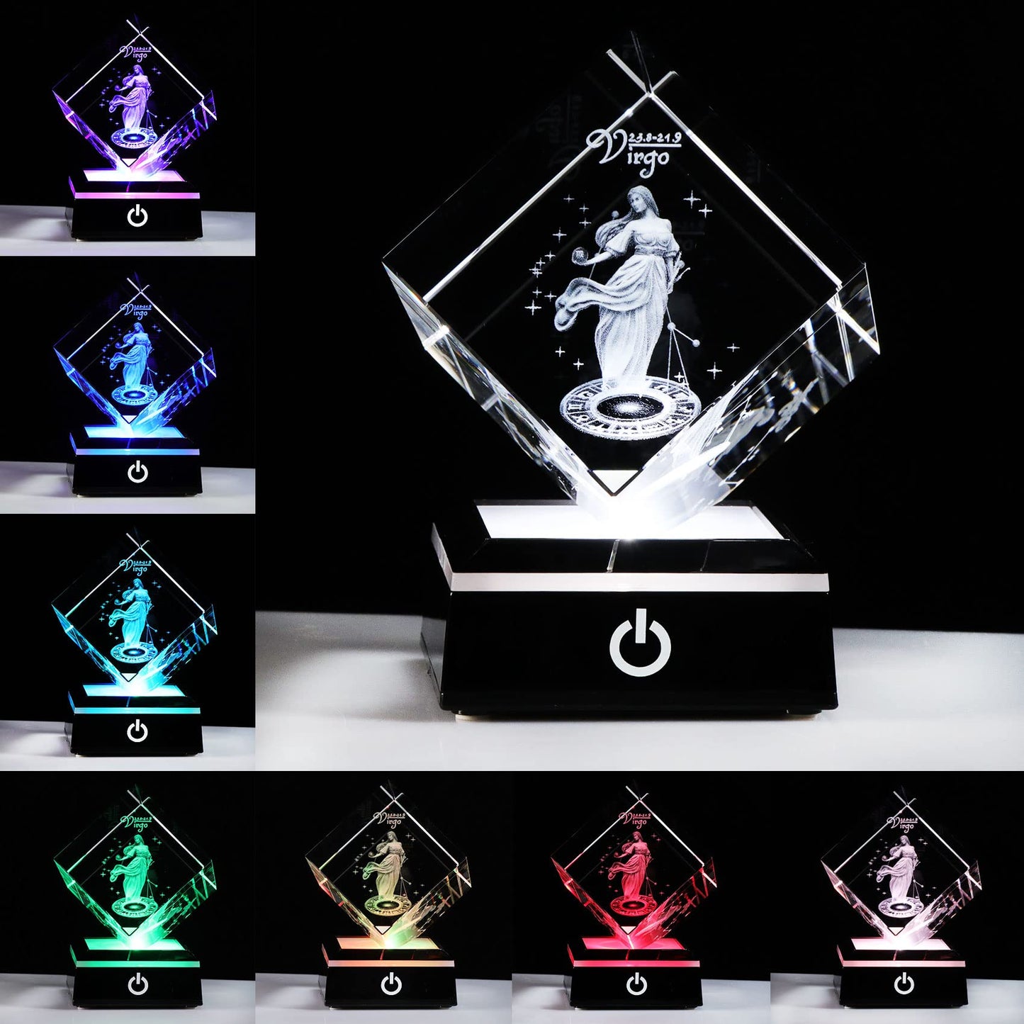 3D Crystals Virgo Zodiac Astrology Gifts For Women Men,Virgo Glass Figurine Decor Constellation Stuff Auguest September Birthday