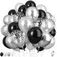 Black And Silver Balloons, Metallic Silver And Black Balloons Pearl Silver Confetti Balloons Black Silver Party Balloons Chrome