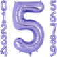 Purple Number 5 Balloon 40 Inch, Big Large Foil Helium Number Balloons, Jumbo Giant Mylar Number 5 Balloons For 5 Year Old Birth