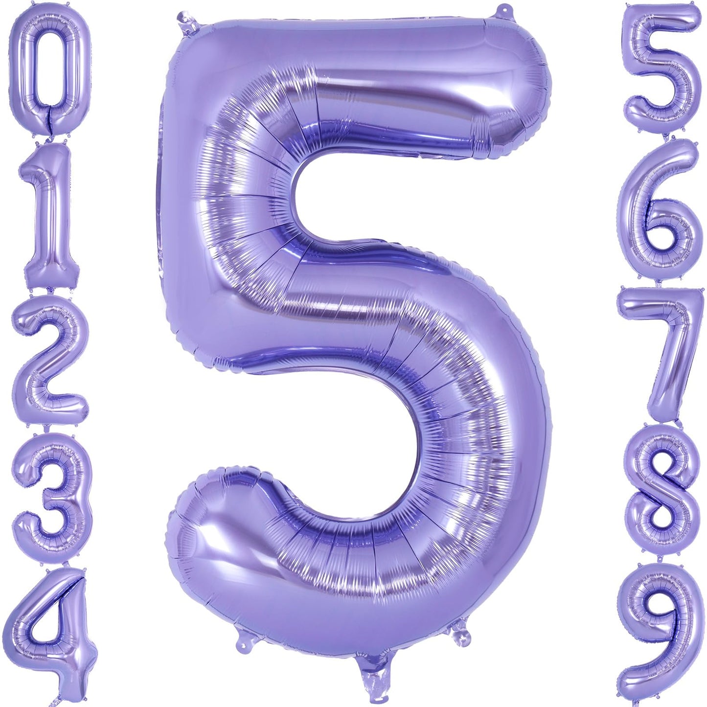 Purple Number 5 Balloon 40 Inch, Big Large Foil Helium Number Balloons, Jumbo Giant Mylar Number 5 Balloons For 5 Year Old Birth