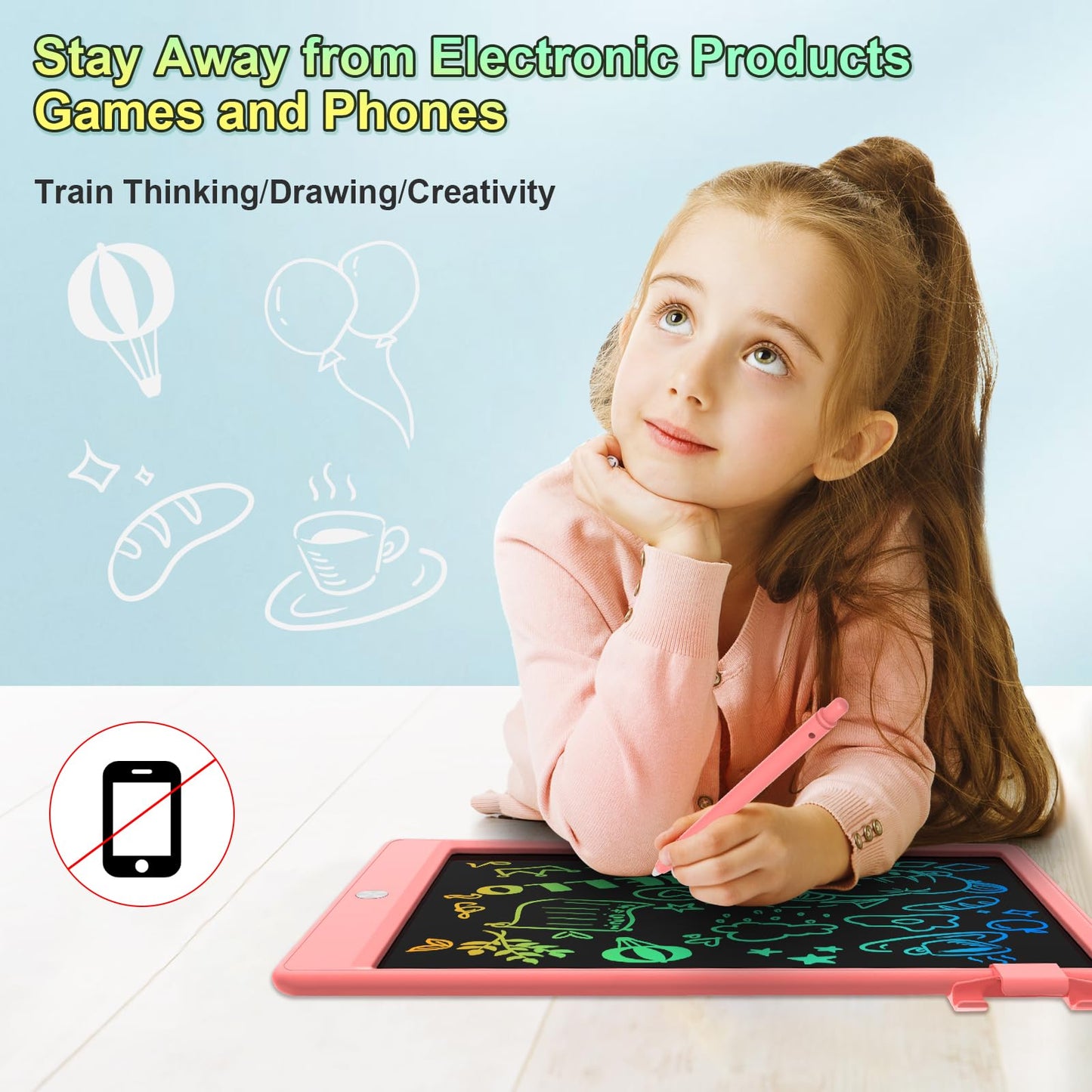 CHAFEGY LCD Writing Tablet 8.5 Inch, Colorful Doodle Board Drawing Tablet, Drawing Pad, Learning Toys for 3-6 Years Old Boys and