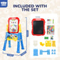 STEAM Life Large Art Easel for Kids, Double-Sided Magnetic Chalkboard & White Board, Height Adjustable, Blue & Red, Model SL-ESL-S