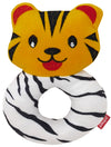Pikipo Plush Tiger Face Rattle Soft Toy With Round Handle (Orange) - Toddlers