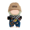 QIUTIMIY Clothes for Doll 17cm Doll Clothes 4-Piece-Set Doll Clothes enhanced Doll Outfit with Accessories-Knitted Hat+Overalls+Black Sweater+Scarf(NO Doll Included)