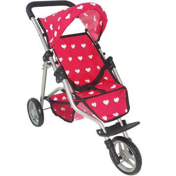 Baby Doll Stroller For Dolls | Play Toy Doll Stroller For Toddlers 3 Year Old Girls Gift | Push Pram Baby Stroller For Dolls, Babydoll Stroller Jogger Baby Carriage For Dolls (Pink Hearts Pattern)