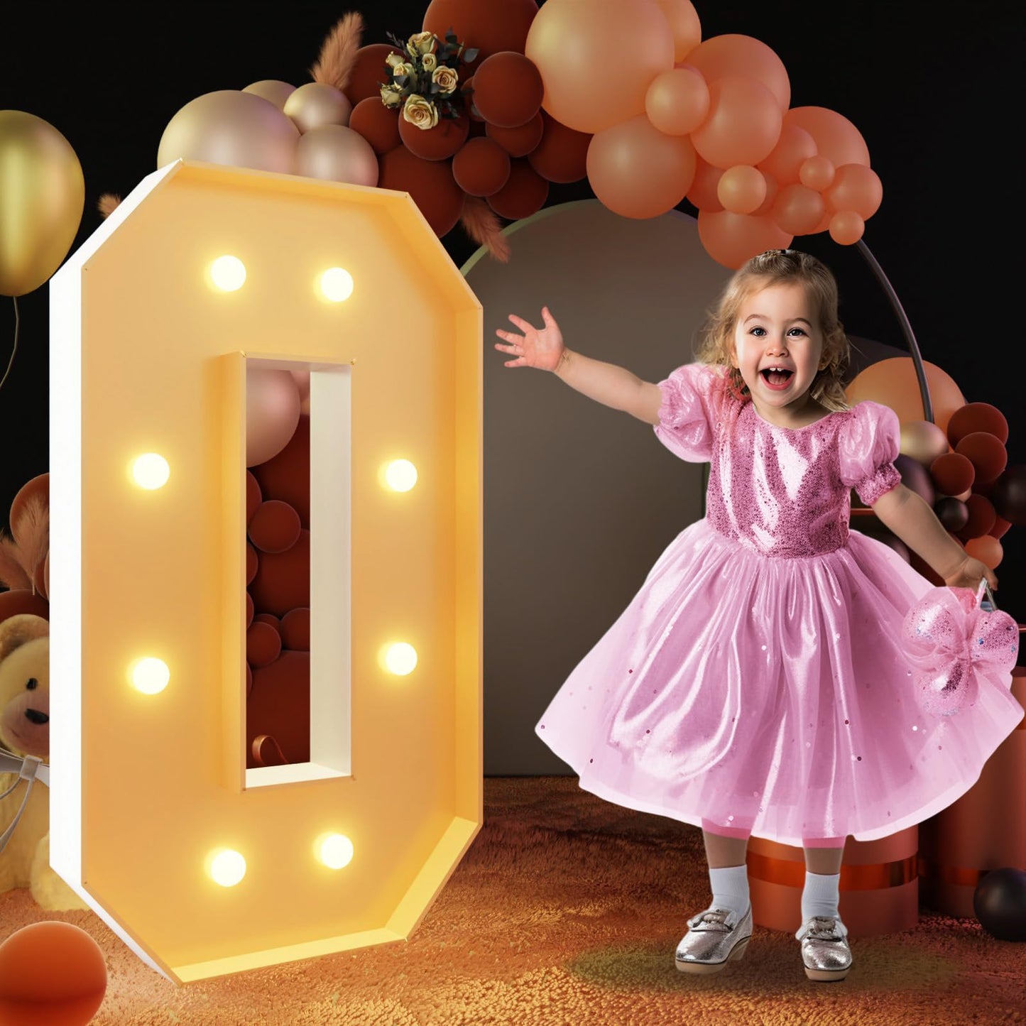 Imprsv 3Ft Light Up Numbers, Marquee Numbers For 10Th 30Th Birthday Decorations Anniversary Party Decor, Mosaic Numbers For Ball