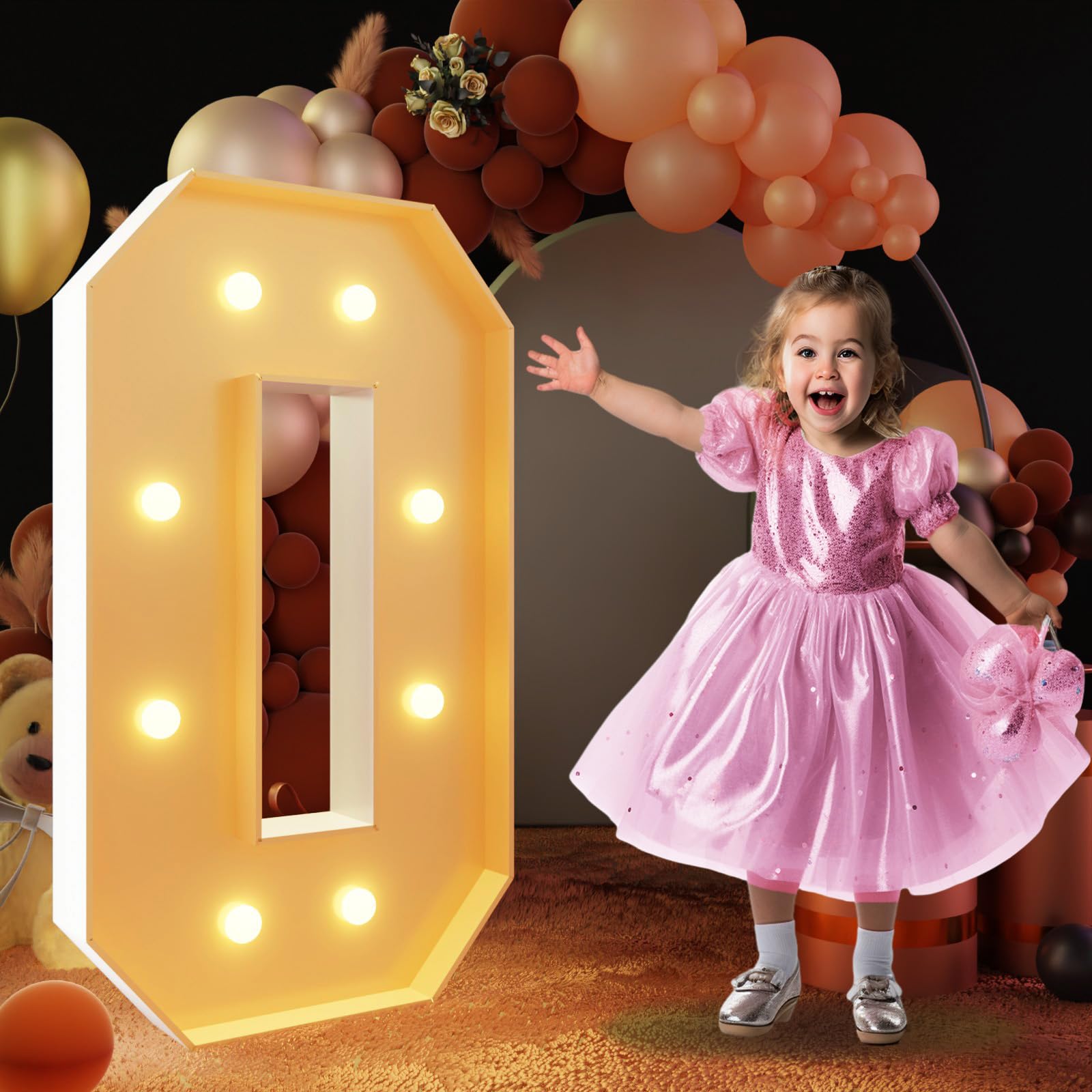 Imprsv 3Ft Light Up Numbers, Marquee Numbers For 10Th 30Th Birthday Decorations Anniversary Party Decor, Mosaic Numbers For Ball