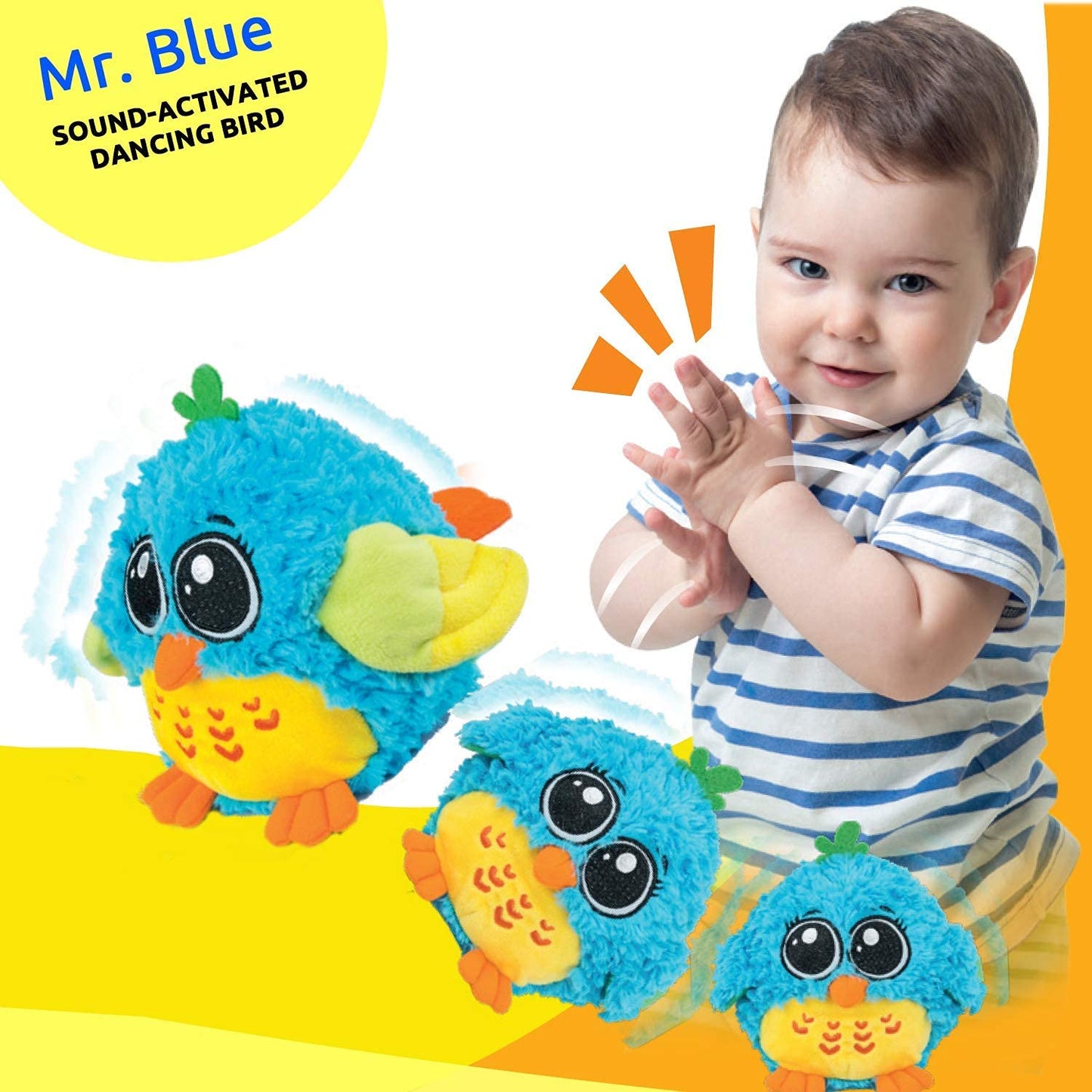 Baby Toys 6-12 Months & Up - 'Mr. Blue' Dancing & Singing Bird - Sound & Touch Activated Musical Toy For Boys & Girls - Ideal Gift For Infants, Babies & Toddlers