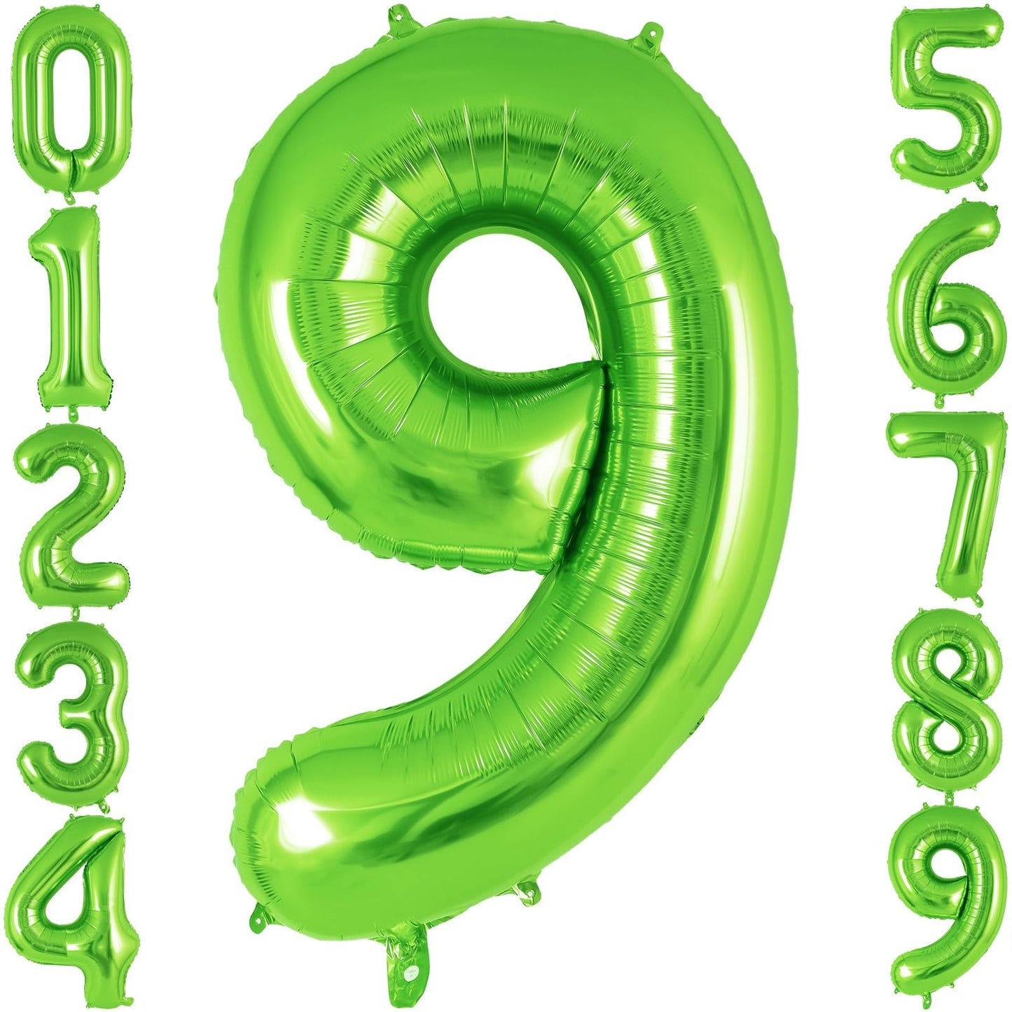 Green Number 9 Balloon 40 Inch, Big Large Foil Helium Number Balloons, Jumbo Giant Mylar Number 9 Balloons For 9 Year Old Birthd