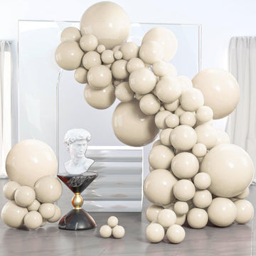 Partywoo White Sand Balloons, 140 Pcs Boho White Balloons Different Sizes Pack Of 18 Inch 12 Inch 10 Inch 5 Inch Sand White Balloons For Balloon Garland Balloon Arch As Party Decorations, White-F12