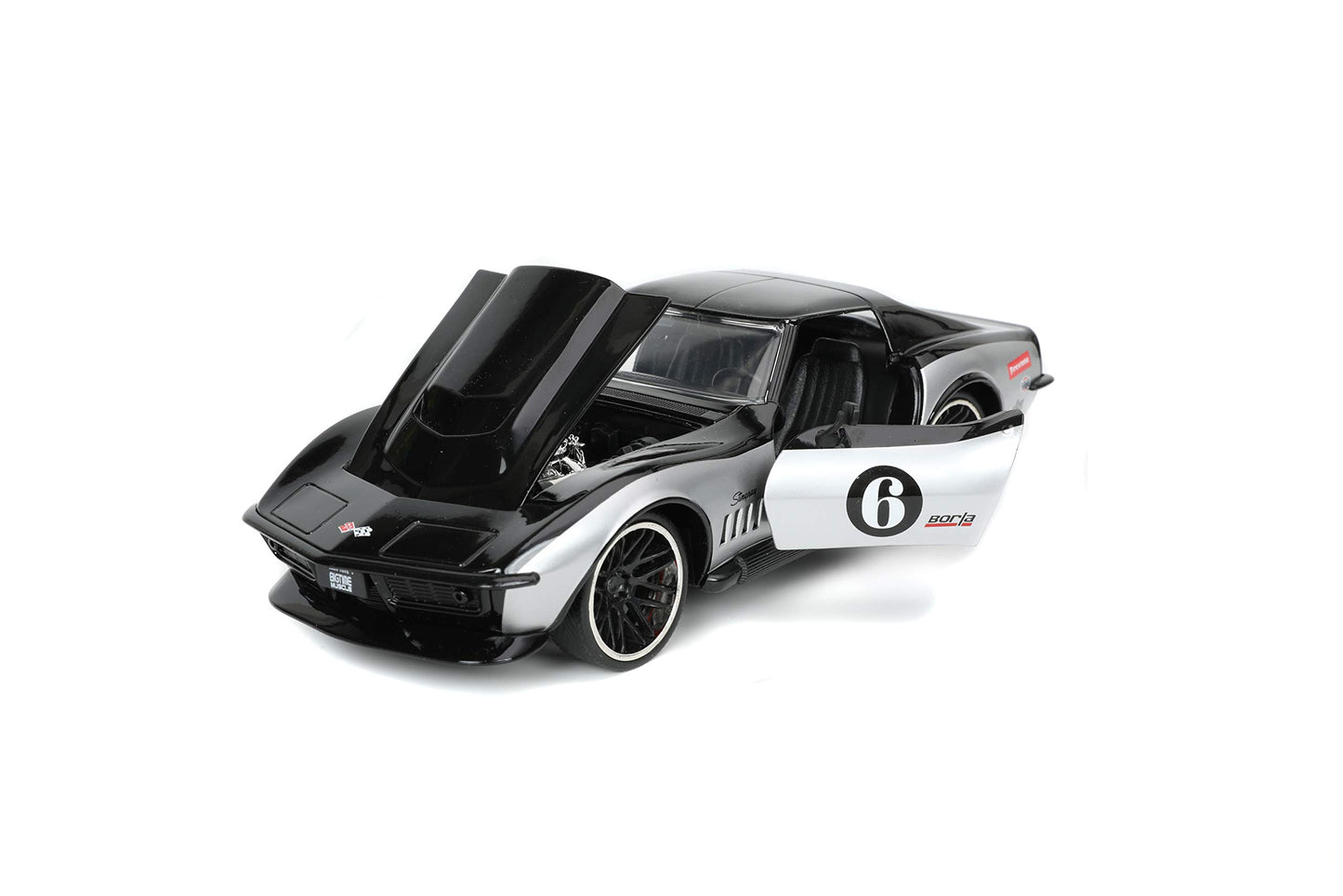 1969 Chevrolet Corvette Stingray ZL-1 #6 Black and Silver Bigtime Muscle Series 1/24 Diecast Model Car by Jada''''''