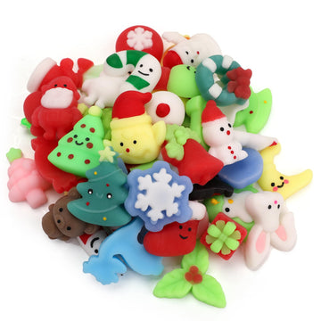 50 Pcs Christmas Mochi Squishy Toy Party Favors,Mini Squishies Cute Squeeze Toy Stress Reliever Anxiety Packs For Kid
