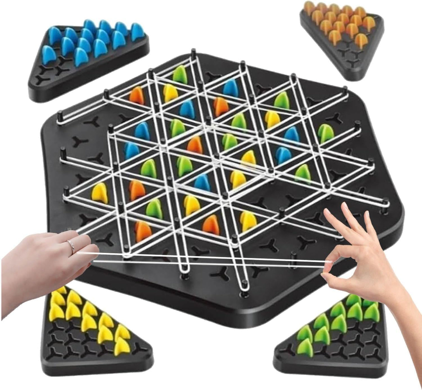 Morovik Chain Triangle Chess Game Triggle Rubber Band Game For Kids & Adults, Fun Family Board Game, Brain Teaser Puzzle Interac