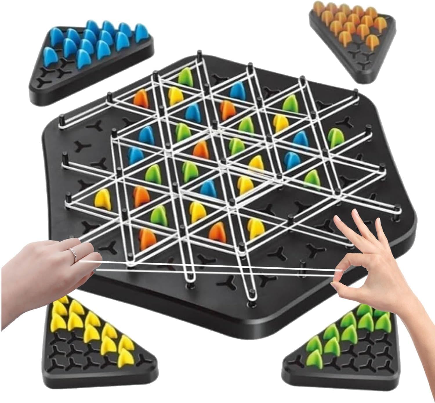 Morovik Chain Triangle Chess Game Triggle Rubber Band Game For Kids & Adults, Fun Family Board Game, Brain Teaser Puzzle Interac