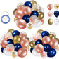 68 Pack Navy Blue Rose Gold Confetti Latex Balloons, 12 Inch Birthday Balloons With 65 Feet Balloon Ribbon For Birthday Party Wedding Graduation Bridal Shower Decorations