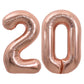 Toniful 40 Inch Large Rose Gold Number 20 Balloons Giant Digital 20 Helium Balloons, Foil Mylar Big Number Balloons For 20Th Bir