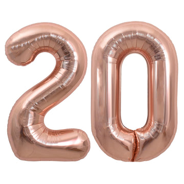 Toniful 40 Inch Large Rose Gold Number 20 Balloons Giant Digital 20 Helium Balloons, Foil Mylar Big Number Balloons For 20Th Bir