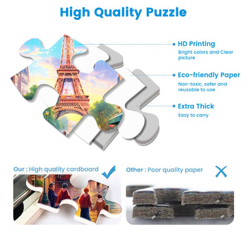 2 Pack Puzzles For Adults 1000 Pieces-Big Ben And Eiffel Tower Difficult Jigsaw Puzzles For Adults,Hard Jigsaw Puzzle Decorations Diy Leisure Game Toy Suitable Family Friends(27.5X20 Inches)