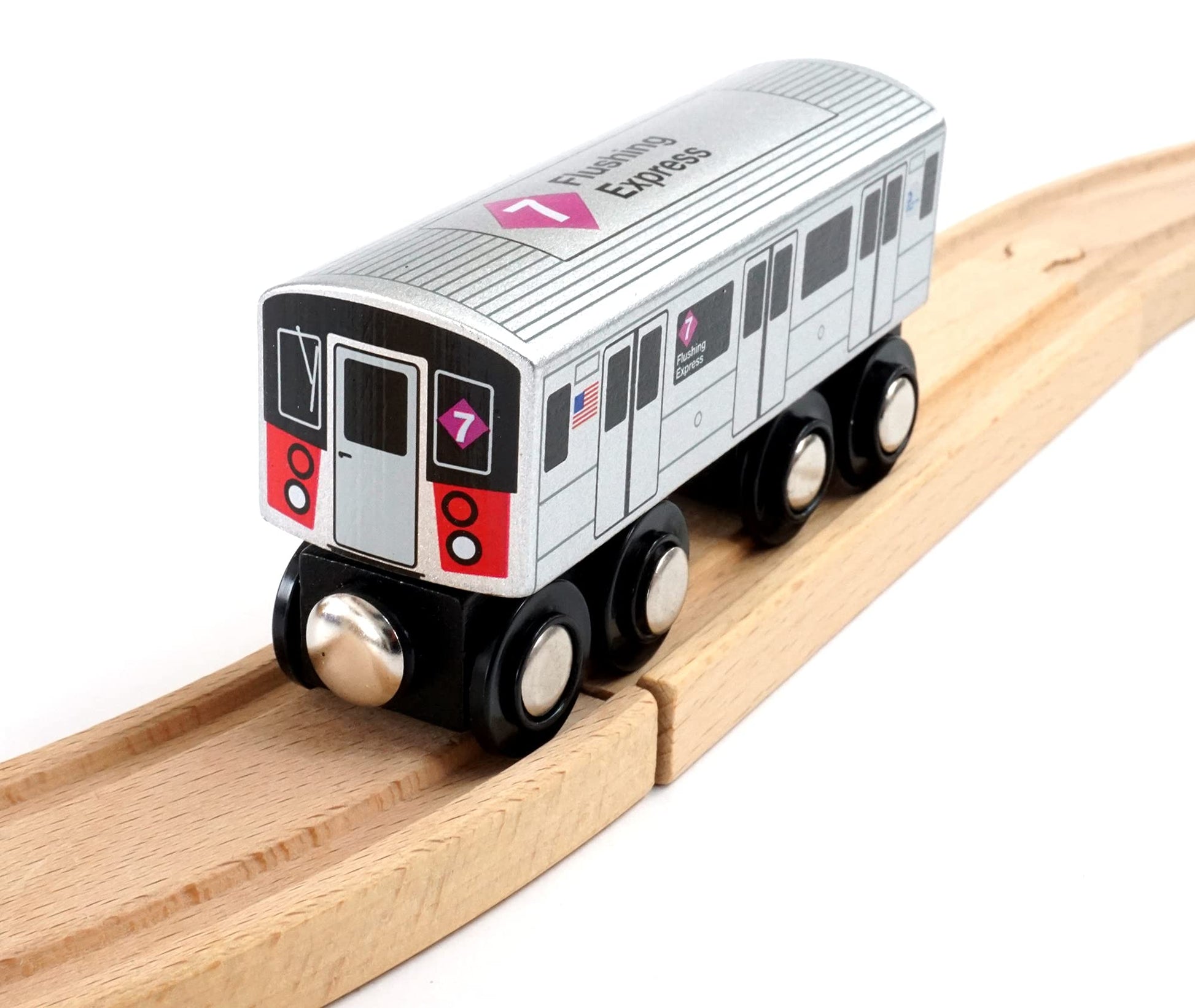 Muni Pals Munipals New York City Subway Wooden Railway (A Division/Irt) 7 Train/Flushing Express-Child Safe And Tested Wood Toy